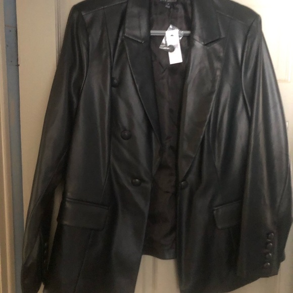 Lane Bryant Faux-Leather Double-Breasted Blazer 18 NWT - Picture 4 of 5